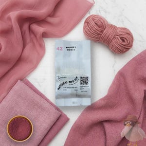 Natural Rose Pink Färbe Kit: Krappwurzel & Lac Farbstoff für 200g Stoff | DIY Botanisches Tie Dye Kit mit Beizmittel | Umweltfreundliche Pflanzenfarbe, #42
