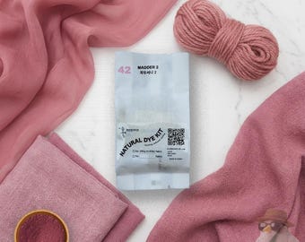 Natural Rose Pink Dye Kit: Madder Root & Lac Dye for 0.45lb Fabric | DIY Botanical Tie Dye Kit with Mordant | Eco-Friendly Plant Dye, #42