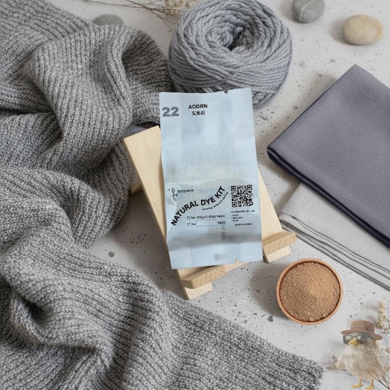 Acorn Natural Dye Kit, Gray Fabric Dye for 0.45 lb (200g), Tie Dye & DIY Botanical Mordant Plant Set #22