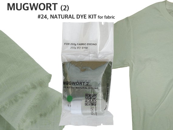 Mugwort Dye Kit for 0.45lb Fabric, Sage Green Color, Natural Dye