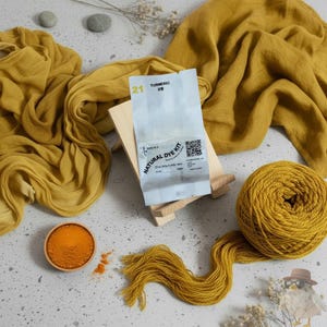 Kit de tingimento natural amarelo cúrcuma, tingimento caseiro para tecido de 200g (0,45lb), conjunto de tie-dye à base de plantas, tingimento botânico com mordente, nº 21