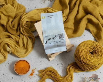 Natural Dye Kit Turmeric Yellow, DIY Fabric Dye for 0.45lb(200g) fabric, Plant Based Tie Dye Set, Botanical Dyeing with Mordant, #21