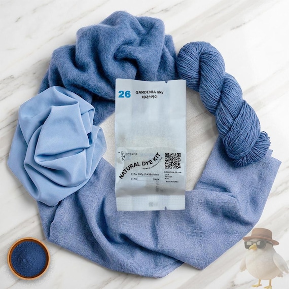Natural Gardenia Blue Dye Kit | Charlotte Blue Plant Based Fabric Dye for Tie Dye, Batik, DIY | Dyes 0.45lb (200g) Fabric, #26