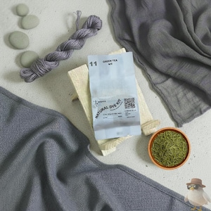 Green tea natural dye kit for 0.45lb fabric, anchor gray color, natural dye, fabric dye, tie, mordant, diy, plant, batic, botanical, #11