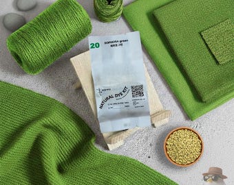 Natural Fabric Dye Kit, Kelly Green (Sophora & Logwood), DIY Plant Dyeing for 0.45lb(200g) Fabric, Includes Mordant, Tie-Dye, Batik, #20