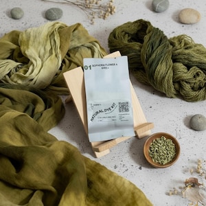 Sophora flower natural dye kit for 0.45lb fabric, khaki green color,natural dye, fabric, tie, mordant, diy, plant, batic, botanical,  #01