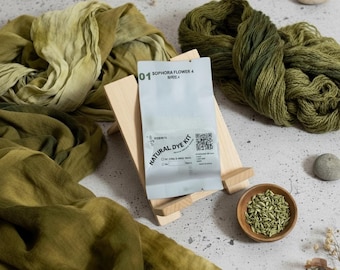 Sophora flower natural dye kit for 0.45lb fabric, khaki green color,natural dye, fabric, tie, mordant, diy, plant, batic, botanical,  #01