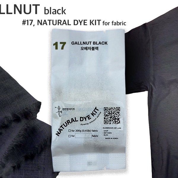 Gallnut natural dye kit for 0.45lb fabric, black navy color, natural dye, fabric dye, tie dye, mordant, diy, plant, batic, botanical,  #17