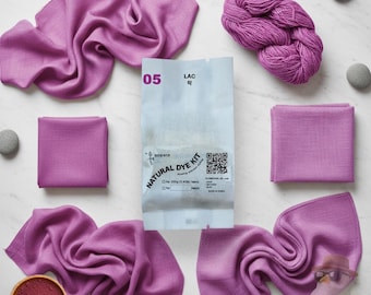 Lac Natural Dye Kit for 0.45lb (200g) Fabric, Magenta Red Botanical Dye, DIY Tie Dye Kit, Eco Friendly Plant Based Fabric Dye, #05