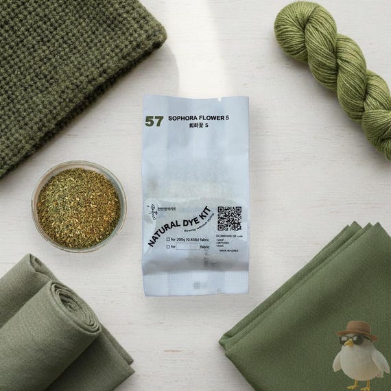 Sophora & Myrobalan Natural Dye Kit for Kiwi Green Color - 0.45lb Fabric Capacity, DIY Plant Based Botanical Dyeing, Eco Friendly Craft, #57