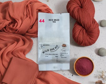Kit de tinte de barro rojo natural para tela (0,45 lb / 200 g) - Barro mineral Lust Red Earth, kit de teñido DIY, arte textil ecológico, n.° 44