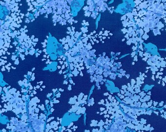 Blue Floral Print Fabric - Fat Quarter Precuts / 18” x 22” Precuts / floral print fabric 100% cotton / blue flower print fabric