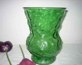 Vintage EO Brody Bright Green Textured Glass Vase, 7 3/4 Inches Tall