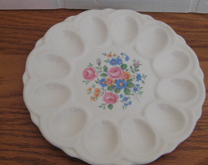 1970s Deviled Egg Plate 9 Inches ER American Artware Pink Etsy
