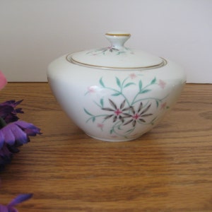 Contour Startime Covered Sugar Bowl, Colorful Flower & Leaf Pattern, Vintage China