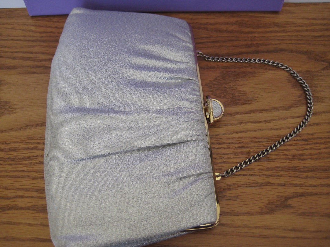 Vintage Silver Glitter Evening Bag, Gold Tone Hardware & Optional Short