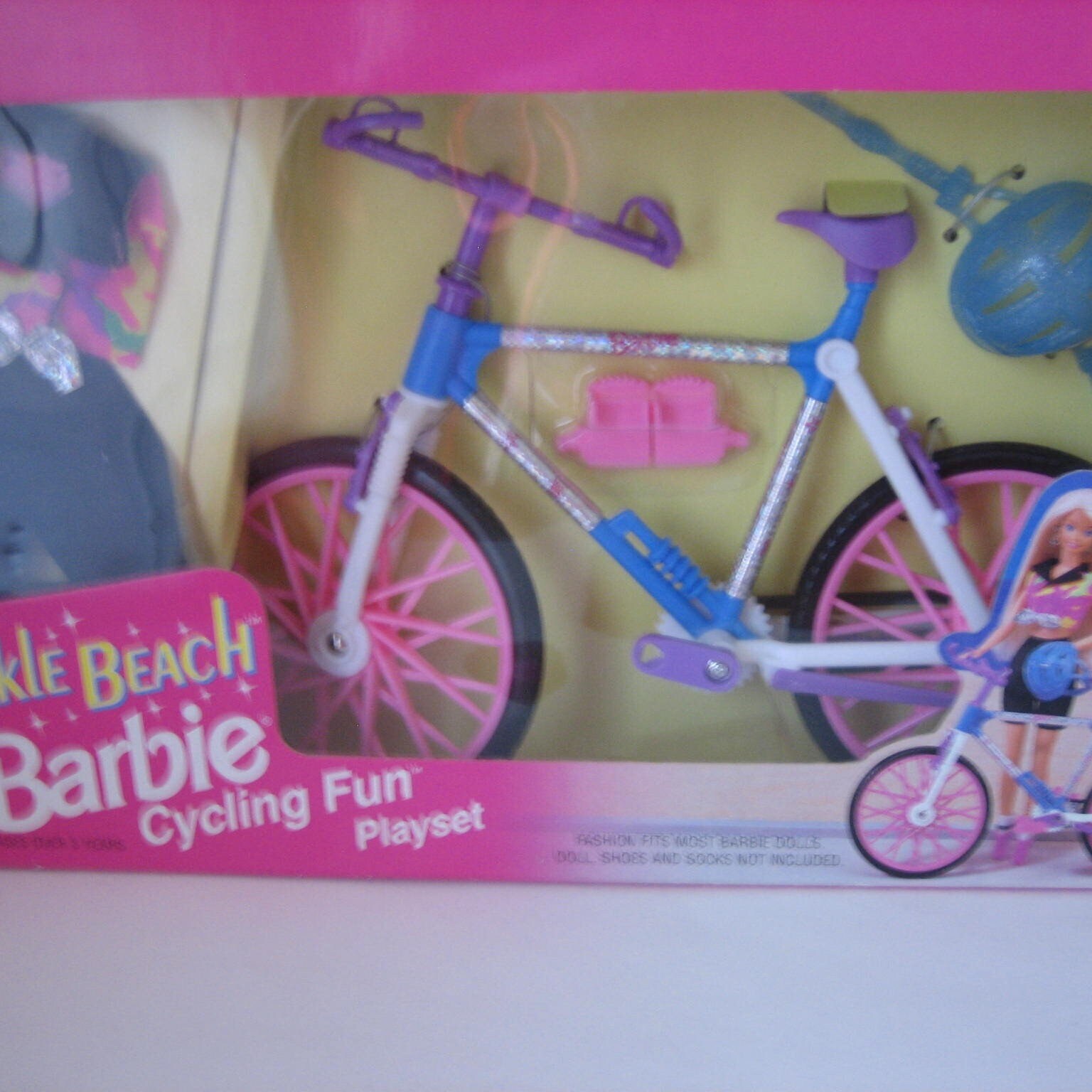 1995 Mattel Barbie Sparkle Beach Bicycle Playset NRFB Condition