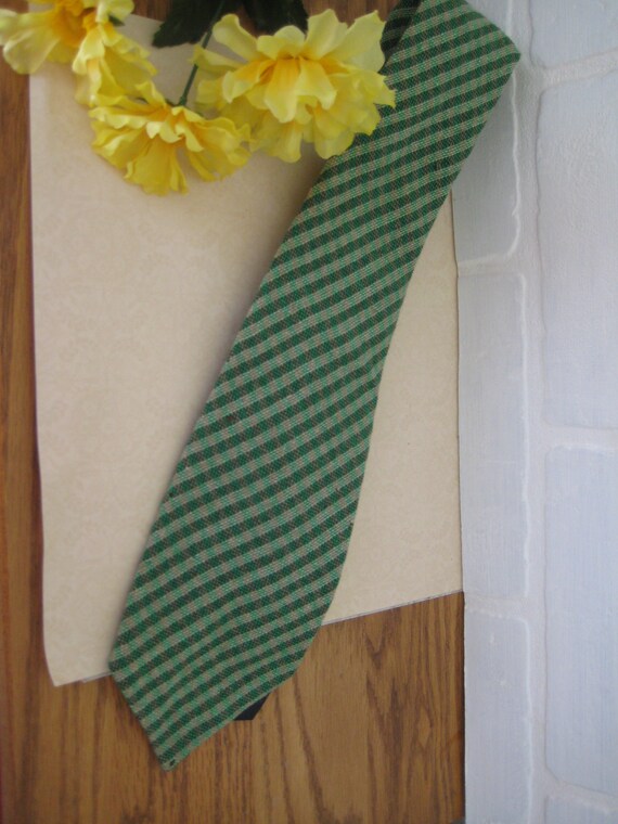 Vintage Men's Green Striped Wool Tie, Glenshane of