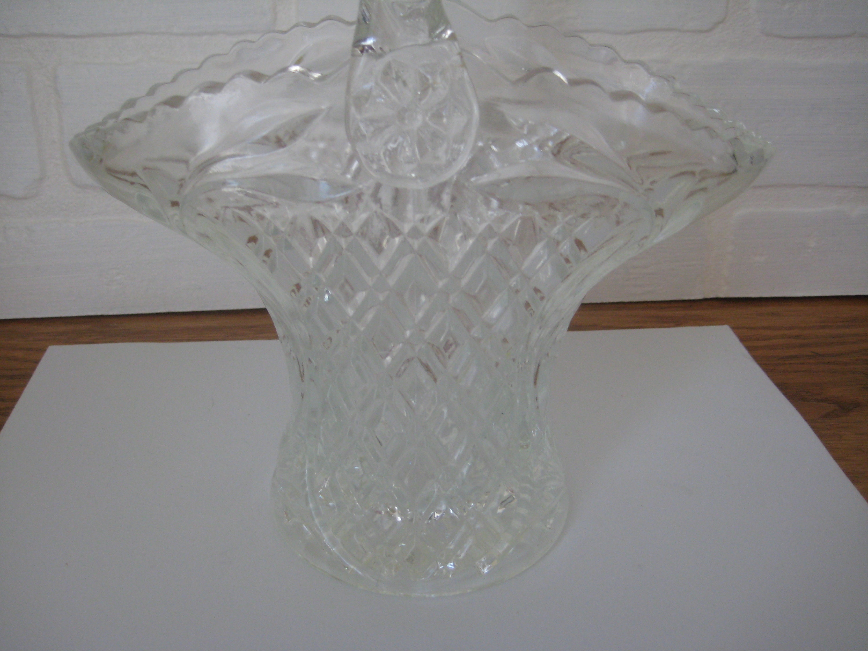 Vintage Glass Wedding Basket With Carrying Handle Diamonds & Etsy