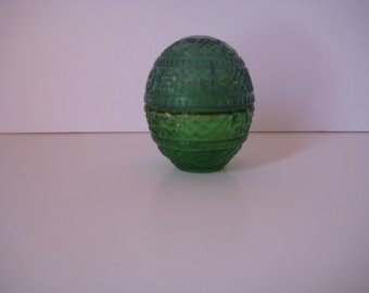 Vintage Avon Green Glass Egg, Sweet Honesty Cologne, 2 1/2 Inches Tall