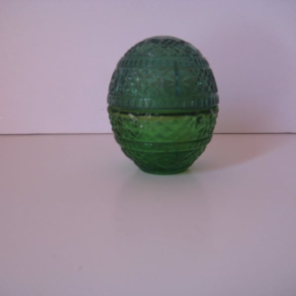 Vintage Avon Green Glass Egg, Sweet Honesty Cologne, 2 1/2 Inches Tall