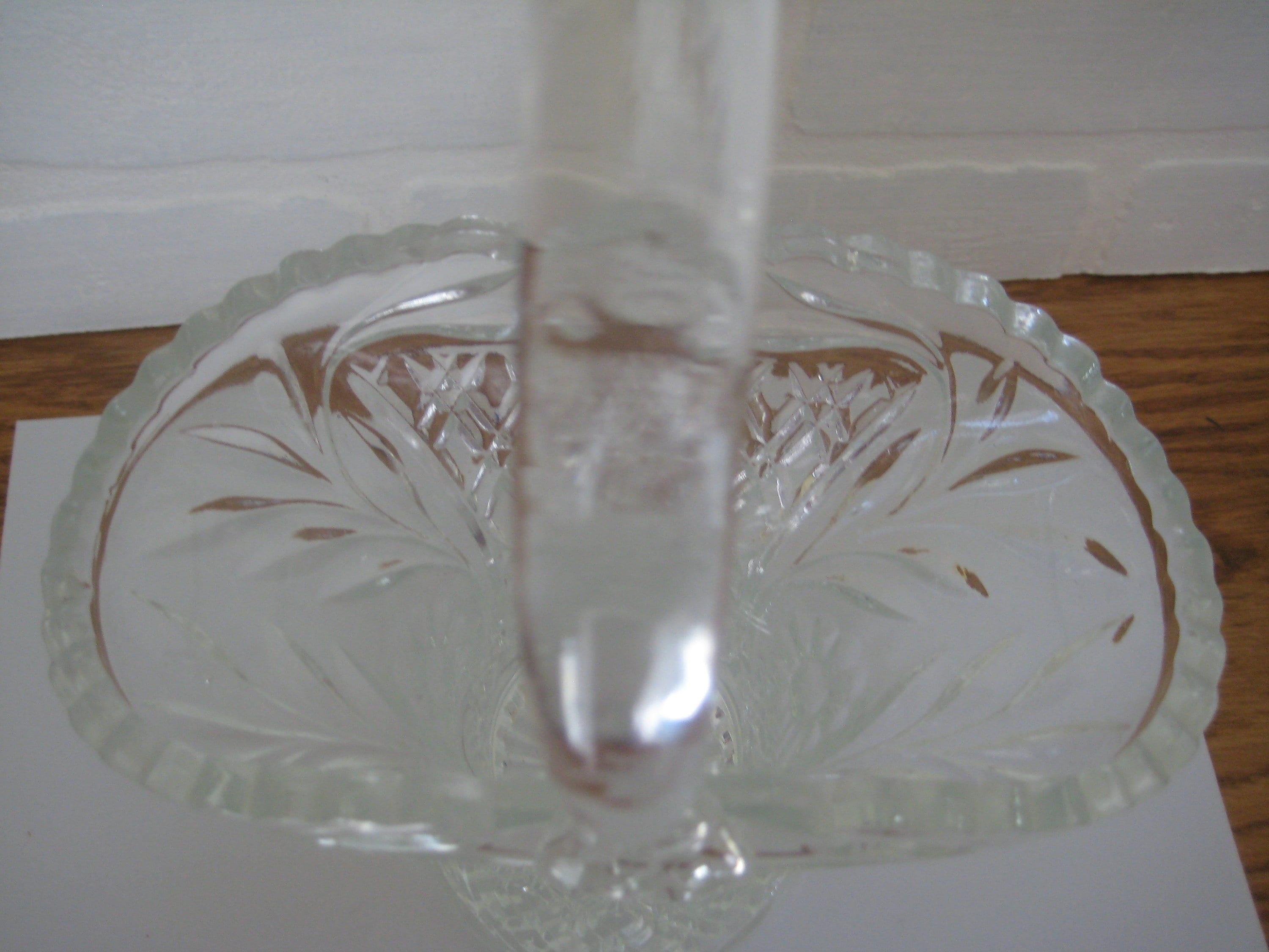 Vintage Glass Wedding Basket With Carrying Handle Diamonds & Etsy