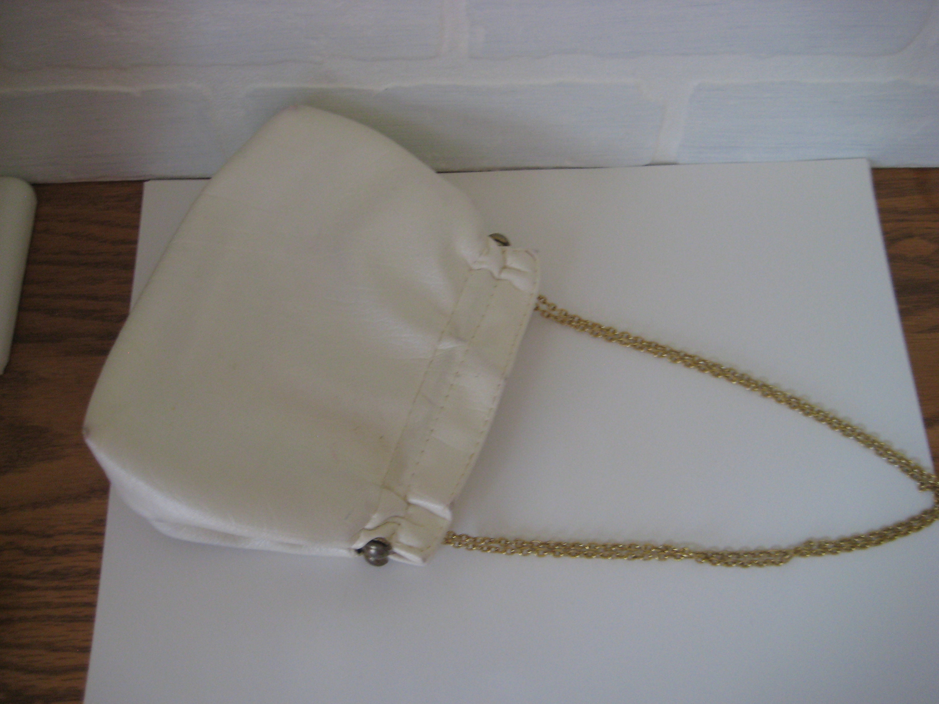 vintage white leather purse