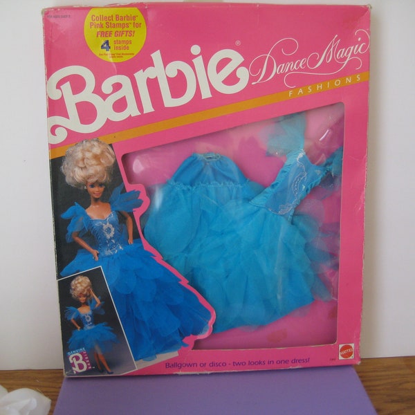 1989 Dance Magic Barbie Gown, Two Looks in One Dress, Aqua Blue Color, NRFB Condition