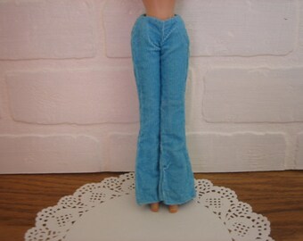 Vintage Turquoise Blue Corduroy Bell Bottoms for 11 1/2 Inch Fashion Dolls