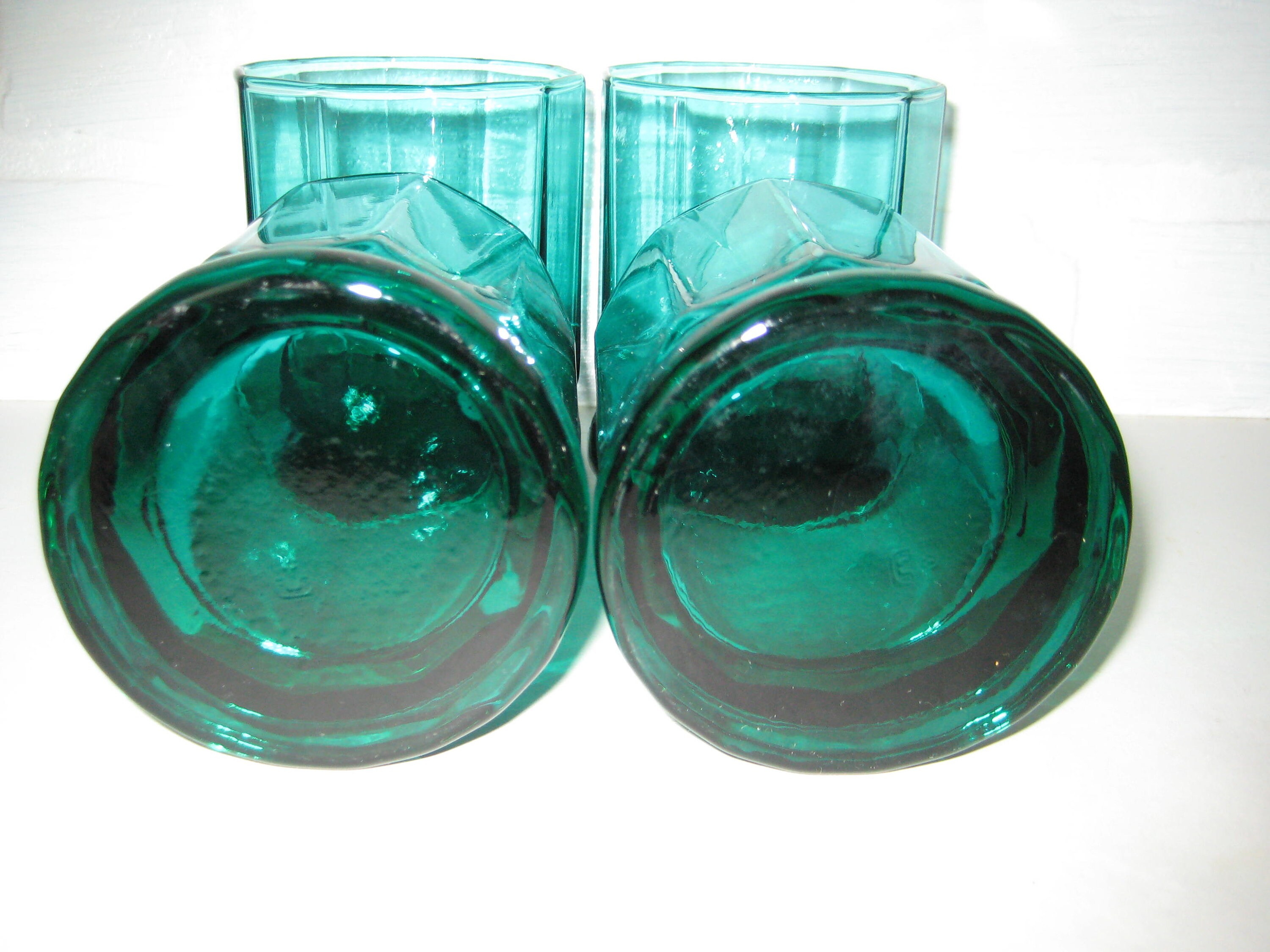 Faceted Blue Green Drinking Glasses 10 Facets Ten Ounces Etsy