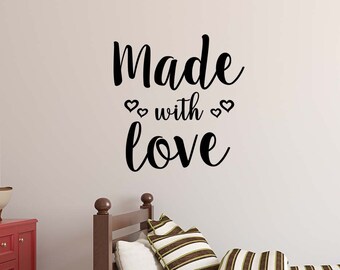 Fait avec amour 21 X 22 autocollant mural vinyle décor art mignon coeur crèche cuisine équipe écoliers Hepburn Monroe Disney Congelé
