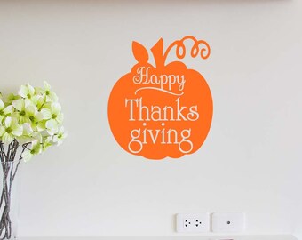 Sticker mural calligraphie Happy Thanksgiving 11 x 13 vinyle de vacances Santa Church décoration art coeur mignon chambre d'enfant
