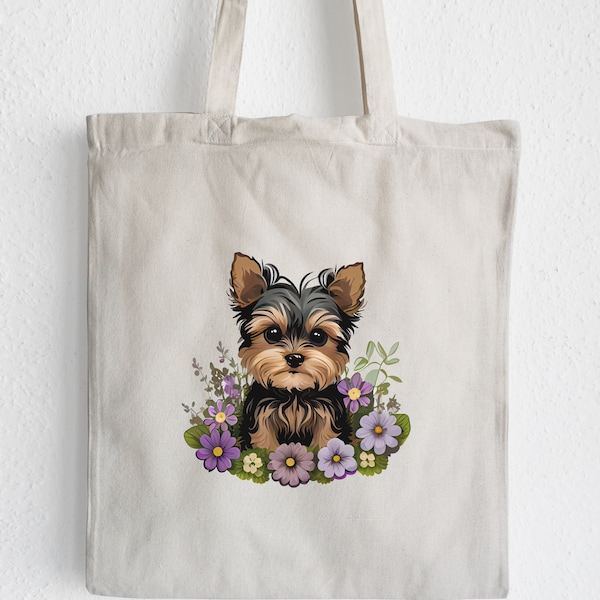 Yorkshire Terriers & Roses Pattern Print Backpack main image 0