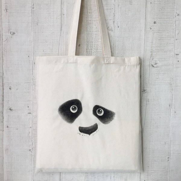 Bolsa de ocio, bolsa de tela de algodón, bolsa de yute, gato pintado, panda, dibujo a tinta