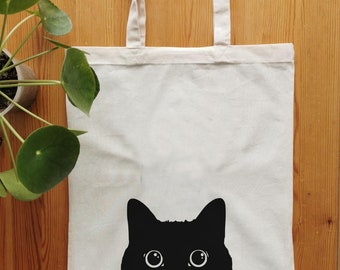 Jute bag, Jutebag, Tote Bag, Black Kitty, Cat, Bag