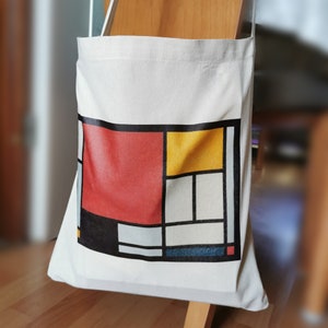 Piet Mondrian, Jutebeutel, Jutebag, Totebag,  Kunst Tasche, Umhängebeutel mit einem Langen Henkel
