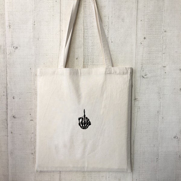 Jute bag, jute bag, skull, finger skeleton, skull, cotton bag, fuck plastic