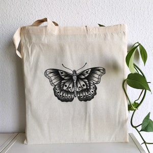 Jute bag, butterfly tattoo, butterfly tattoo, cotton fabric bag jute bag