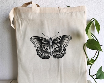 Jute bag, butterfly tattoo, butterfly tattoo, cotton fabric bag jute bag