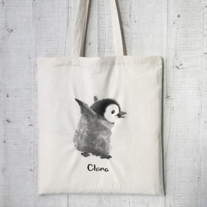 Personalized Penguin Bag, Baby Penguins with desired text / name, Children Penguin Dear Gift Idea