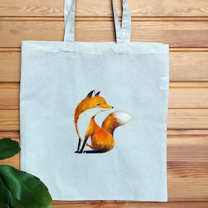 Freizeittasche, Stofftasche Baumwolle, Jutebeutel, bedruckte Fuchs, Fox