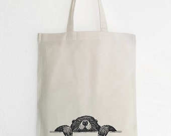 Bolsa de yute, bolsa de yute, bolso de mano, mamá nutria, regalo de nutria, bolsa de nutria, nutria estilo Linograbado