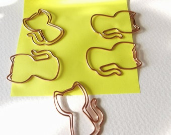 Katze Papier Clip Set ( 5 Stk / 10Stk), Katzenliebe, Planer Lesezeichen, Büroklammern, Rose Gold