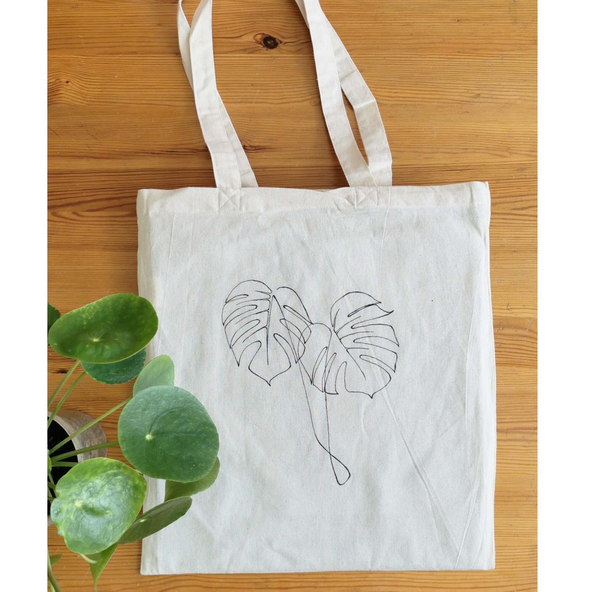 Monstera Leaf katoenen stoffen tas jute tas draagtas