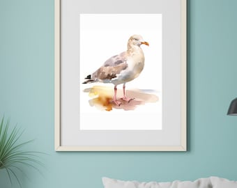Kunstdruck Aquarelle Möwen | Möwen Aquarelle Poster | A4 Wandbild | Seagull Poster | Seagulls Kunst | Wohnzimmer Bilder