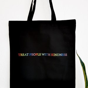 Jute bag TPWK Rainbow, Treat People With Kindness, Tote bag, cotton fabric bag jute bag