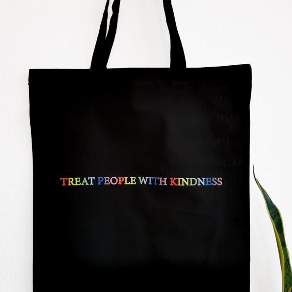 Jutebeutel TPWK Regenbogen, Treat People With Kindness, Tote bag, Baumwolle Stofftasche Jutebag