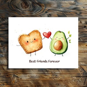 Lustige Avocado & Toast Freundschafts-Karte | Best Friends Forever | A6/A5 Avocado Postkarte