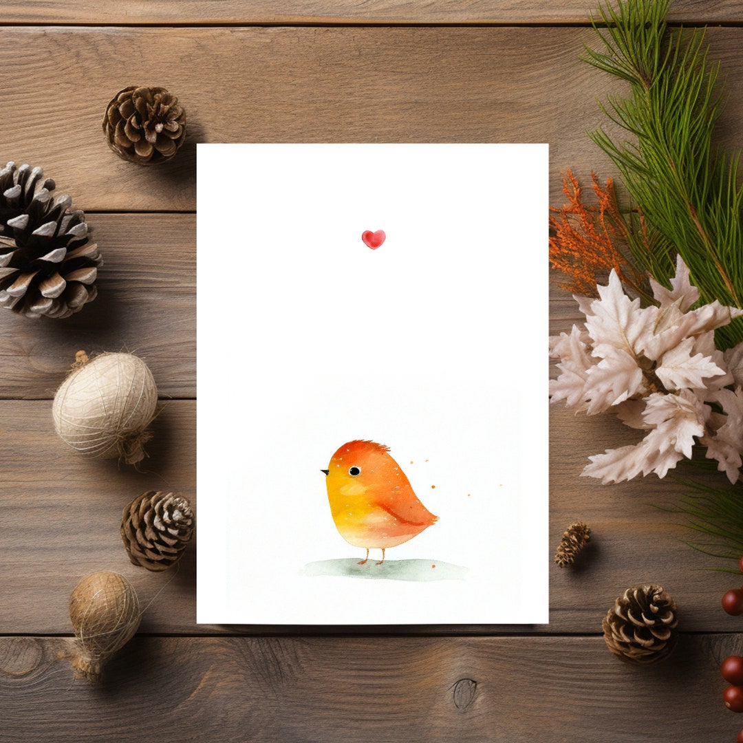Art Print Watercolor Postcard Robin | Baby Robin Bird | A6 Postcard ...