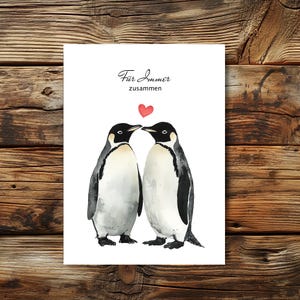 Für immer zusammen Romantische Aquarell Pinguin Aquarell Kunstdruck |  Liebevolle Valentinstagskarte | minimalist Pinguin Poster
